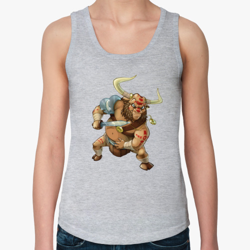 Женская майка с принтом Бык-гладиатор
