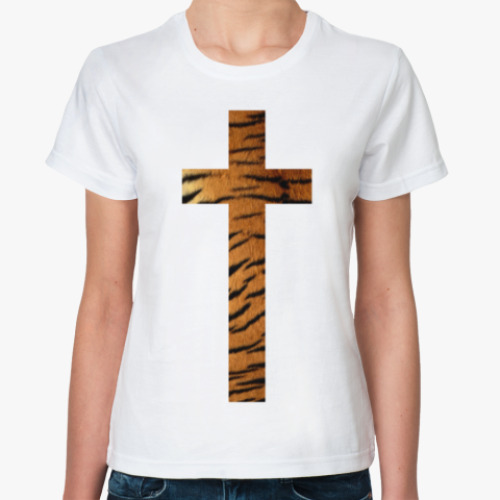 Классическая футболка крест с текстурой 'тигр'