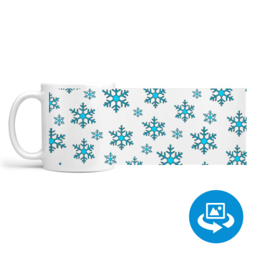 Кружка (круговая запечатка) с принтом "Снежинки"