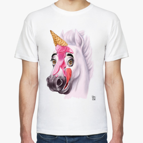 Футболка с принтом crazy horse или веселый конь единорог