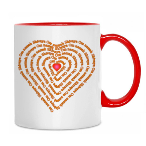 Кружка Сердце с  Ом намах Шивайя