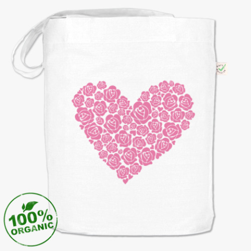 Сумка шоппер с принтом 'Сердце из роз'