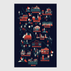 Постер 40 х 60 см Карта сериала Ходячие мертвецы