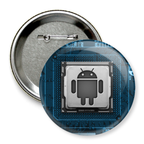 Значок 75мм с принтом Андроид