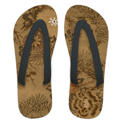 Шлепанцы (сланцы) с принтом Ткань с узором