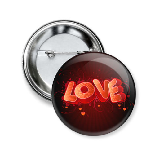 Значок 50мм с принтом   Love
