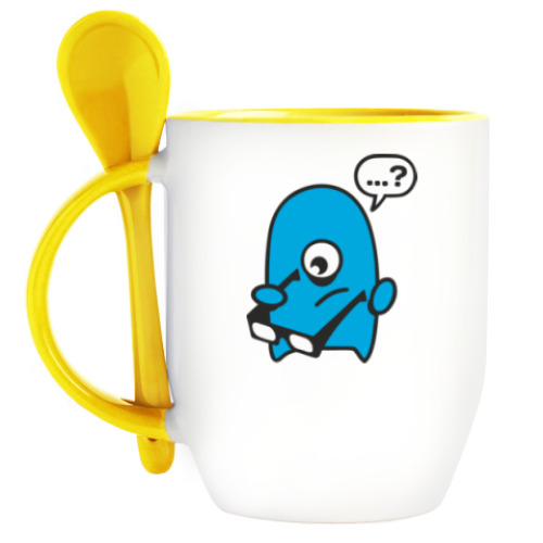 Кружка с ложкой с принтом Циклоп и очки