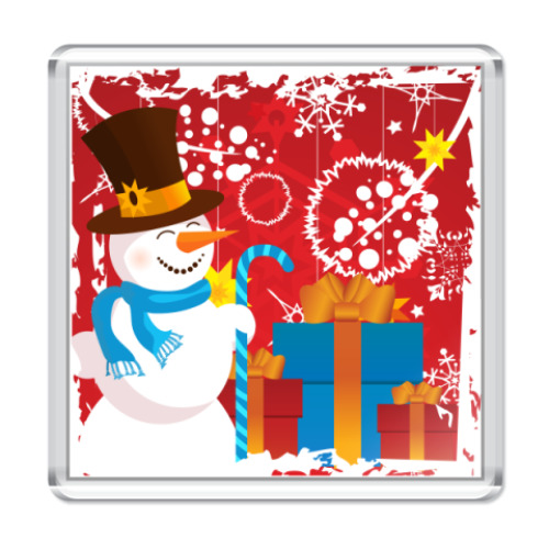 Магнит с принтом Снеговик