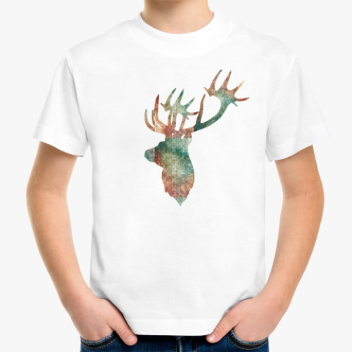 Детская футболка с принтом Красочный олень