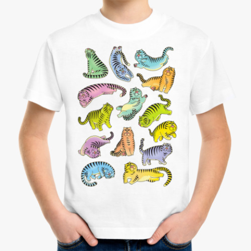 Детская футболка Разноцвеетные тигры