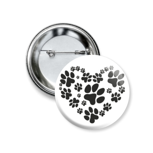 Значок 37мм с принтом I love animals