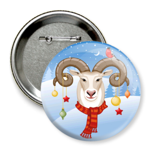 Значок 75мм с принтом Волшебный баран