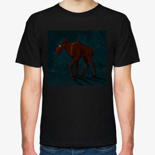 Футболка с принтом Забавный лось