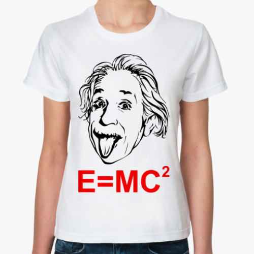 Классическая футболка с принтом Е=MC^2