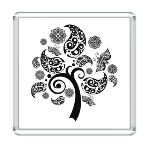 Магнит с принтом дерево