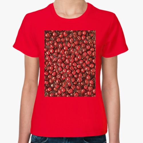Женская футболка вишня