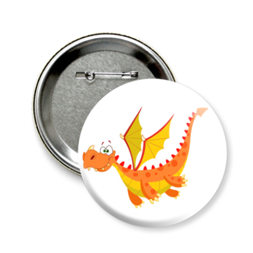 Значок 58мм с принтом Дракон