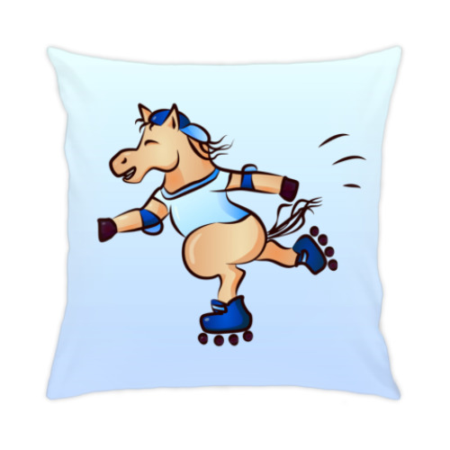 Подушка с принтом Позитивная лошадка на роликах
