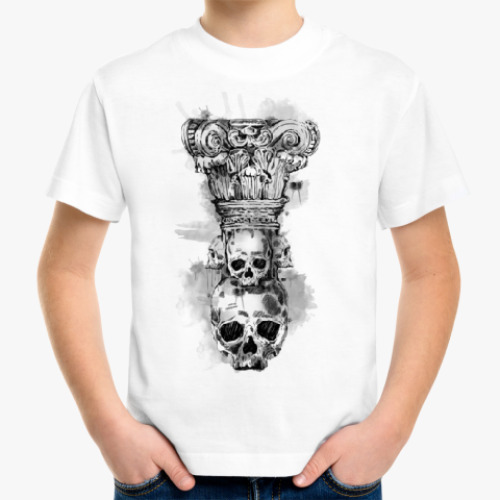 Детская футболка с принтом Череп-колонна