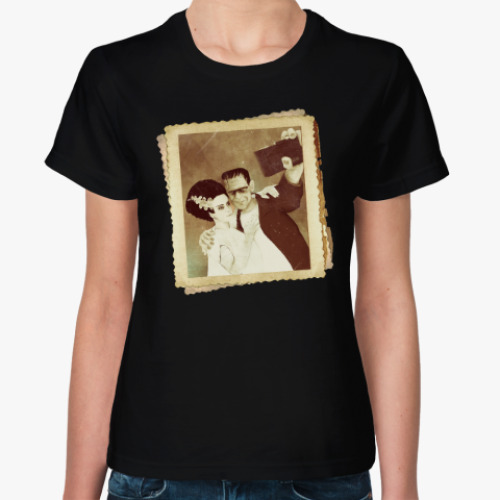 Женская футболка Монстр Франкенштейна и невеста