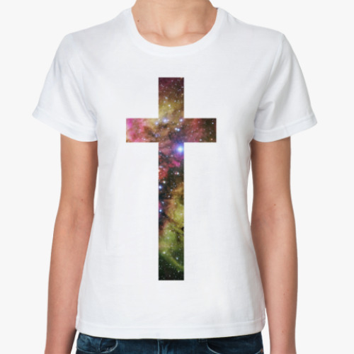 Классическая футболка крест с текстурой galaxy
