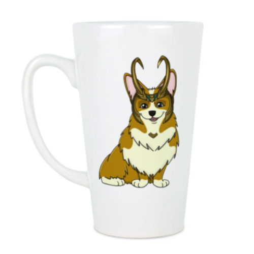 Чашка Латте с принтом Корги Локи