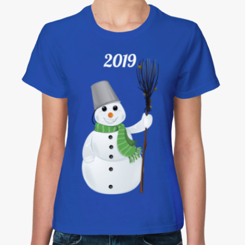 Женская футболка Снеговик 2019