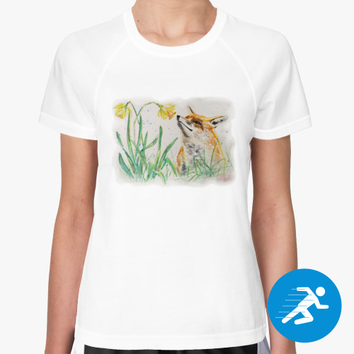 Женская спортивная футболка Весенняя лиса