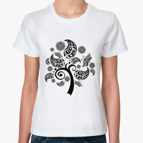 Классическая футболка с принтом   дерево