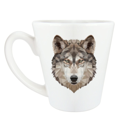 Чашка Латте Low Poly Wolf (Волк)