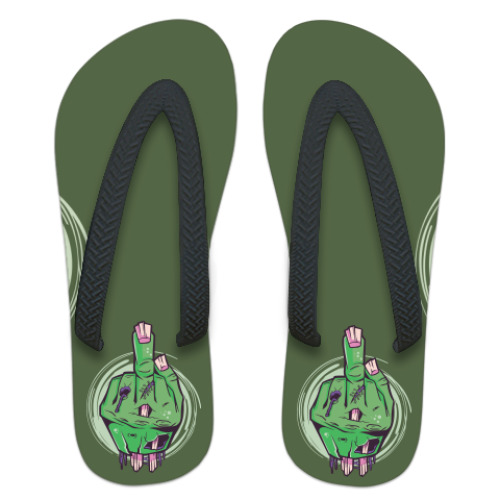 Шлепанцы (сланцы) с принтом Средний палец мертвеца