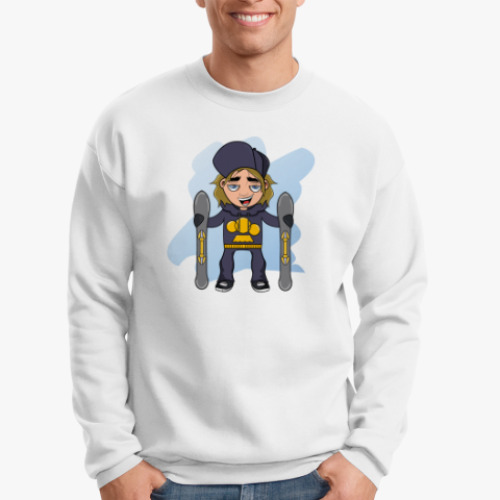 Свитшот с принтом Лыжник