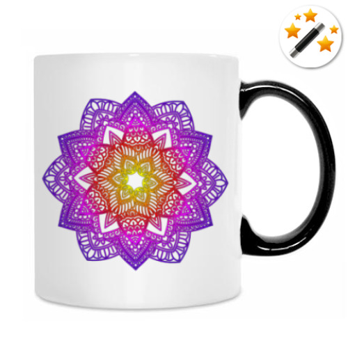 Кружка-хамелеон яркие мандалы махенди