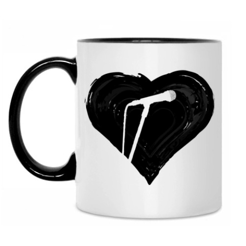 Кружка с принтом Микрофон и сердце