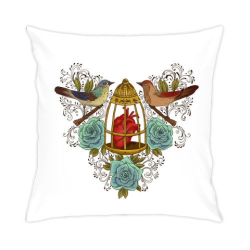 Подушка с принтом Сердце в клетке