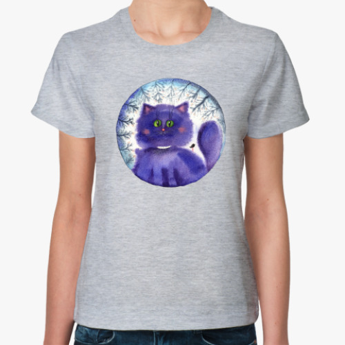 Женская футболка Акварельная иллюстрация кот