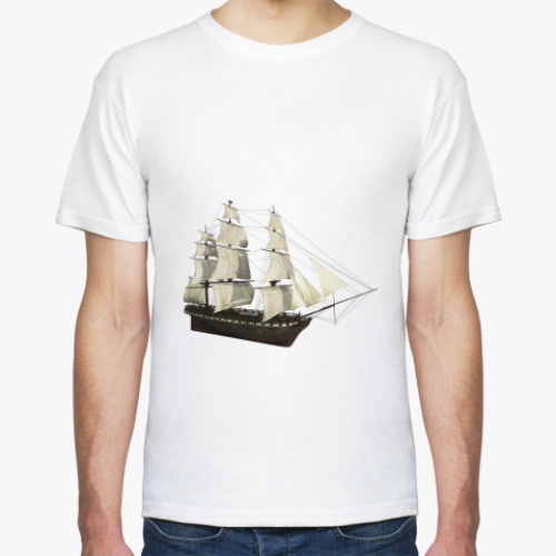 Футболка с принтом корабль