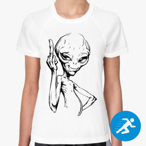 Женская спортивная футболка смешной пришелец (funny alien)