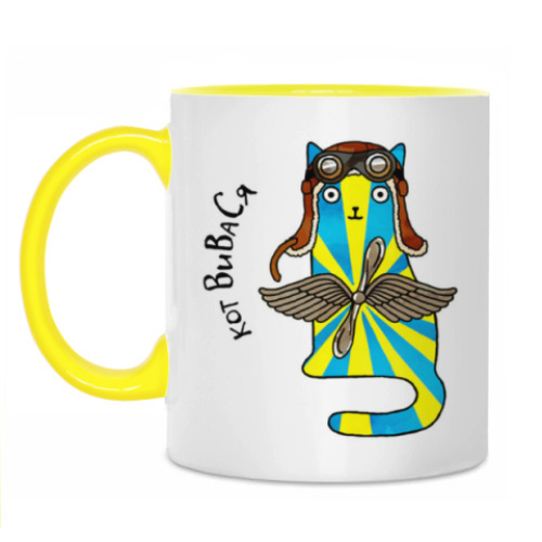 Кружка с принтом кот ВиВаСя  из серии 'Military cats'