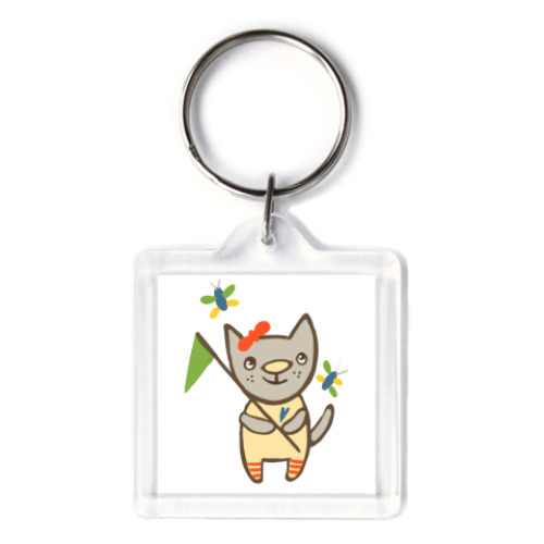 Брелок с принтом  Щенок и Котенок