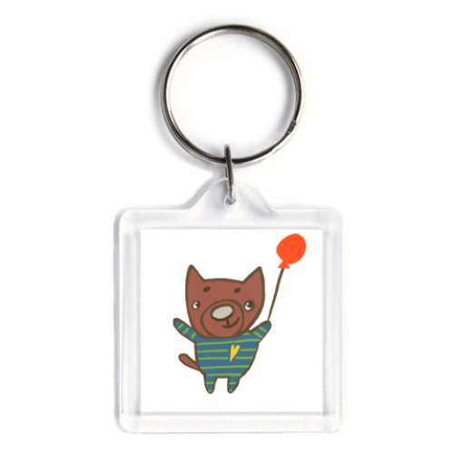 Брелок с принтом  Щенок и Котенок