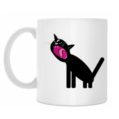 Кружка с принтом Чёрный  кот.