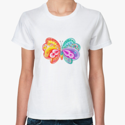 Классическая футболка Бабочка-радуга