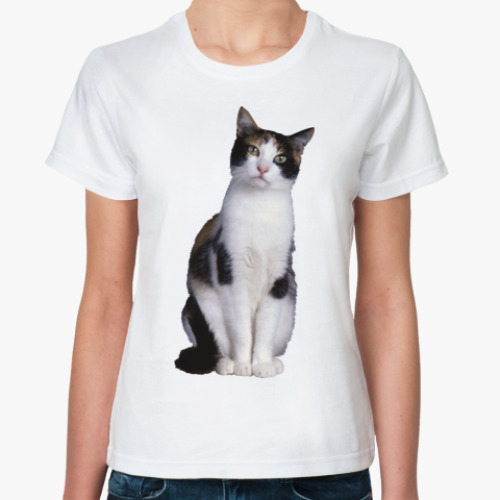 Классическая футболка с принтом Женская футболка, белая