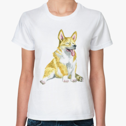 Классическая футболка с принтом Корги