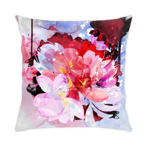 Подушка Красивые акварельные цветы