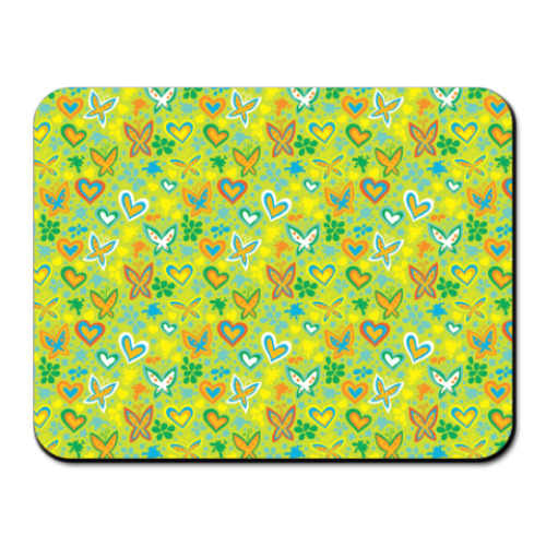 Коврик для мыши бабочки и сердца