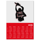 Календарь A2 2026, красный Кожаное лицо обнимашки