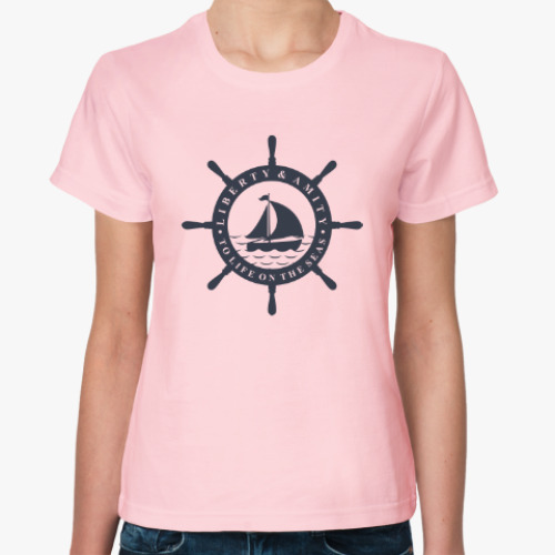 Женская футболка Море, штурвал. Liberty and mit