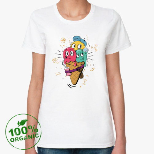 Женская футболка из органик-хлопка Смешные шарики мороженного